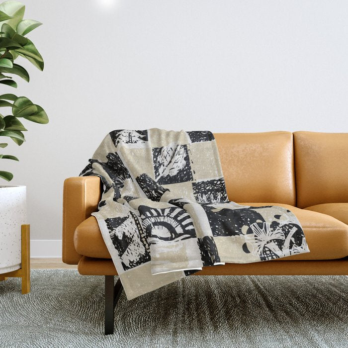 Black Forest check black and white Throw Blanket Gallery Image 1