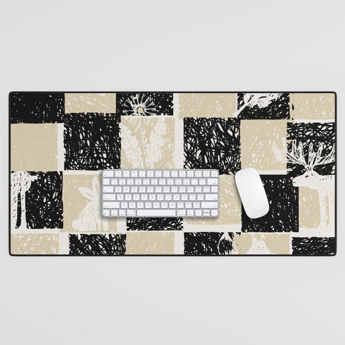 Black Forest check black and white Desk Mat Gallery Image 1