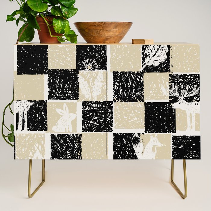 Black Forest check black and white Credenza Gallery Image 1