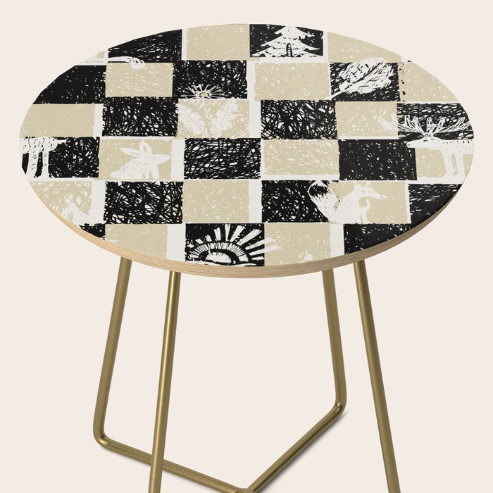 Black Forest check black and white Side Table Gallery Image 2