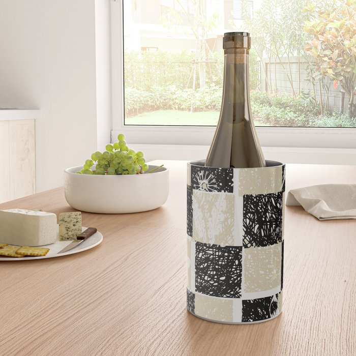 Black Forest check black and white Wine Chiller Gallery Image 4