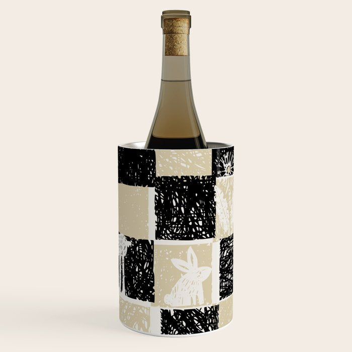 Black Forest check black and white Wine Chiller Gallery Image 2