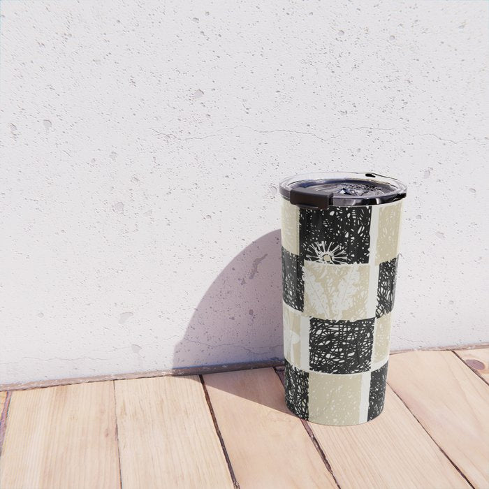 Black Forest check black and white Travel Mug Gallery Image 4