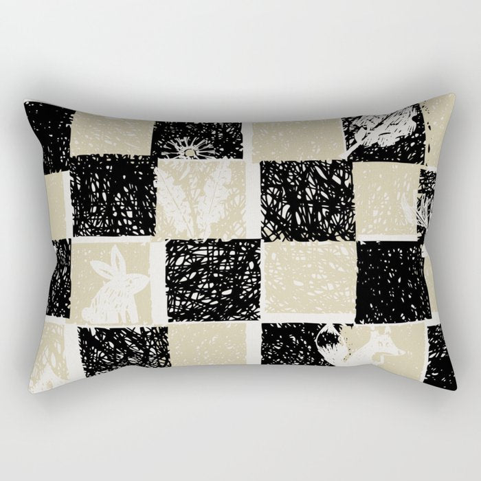Black Forest check black and white Rectangular Pillow Gallery Image 1
