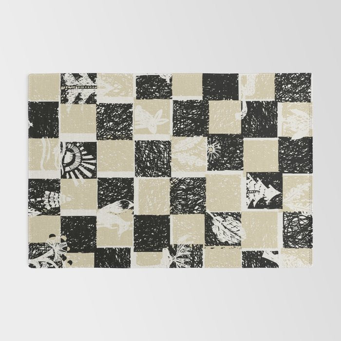 Black Forest check black and white Rug Gallery Image 2