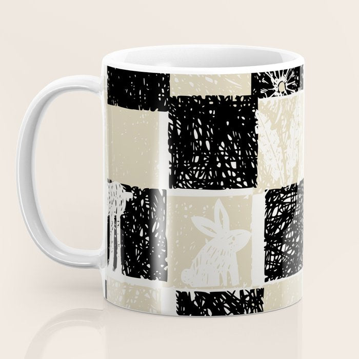 Black Forest check black and white Coffee Mug Gallery Image 3