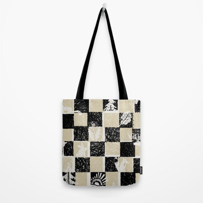 Black Forest check black and white Tote Bag Gallery Image 2