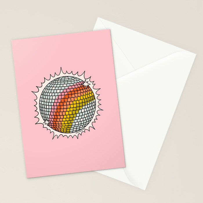 Rainbow Disco Ball Stationery Card Gallery Image 2