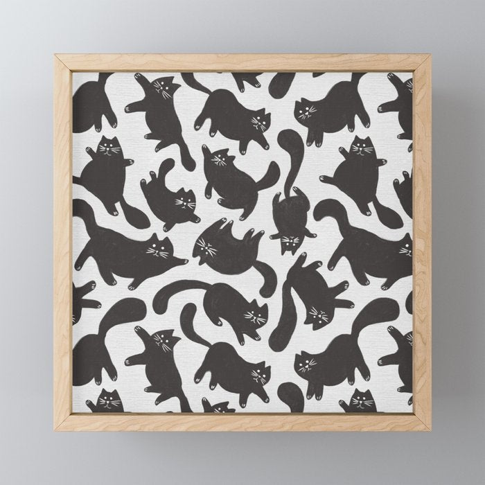 Hand-Drawn Black Cats Mini Art Print Gallery Image 1