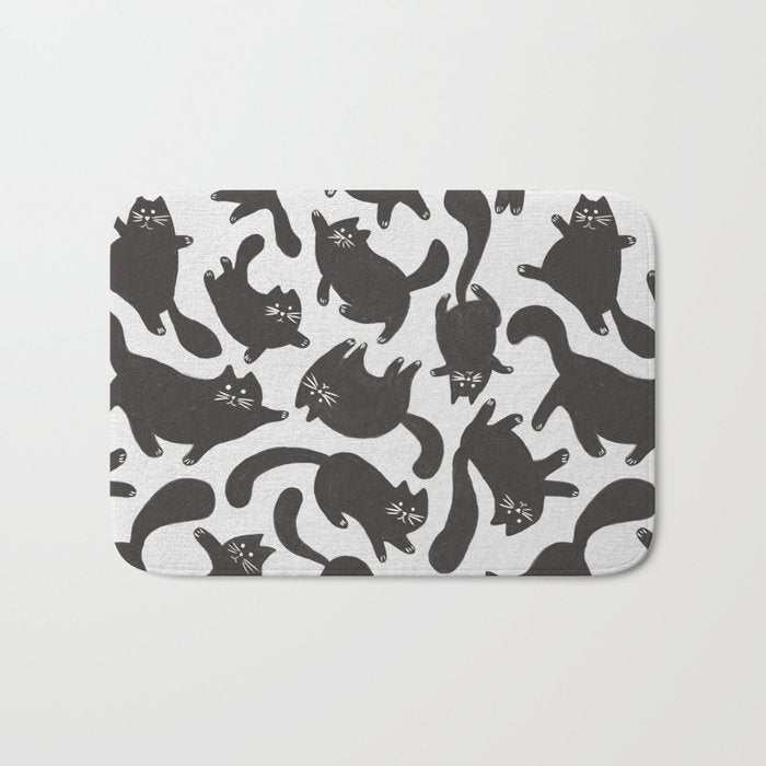 Hand-Drawn Black Cats Bath Mat Gallery Image 1