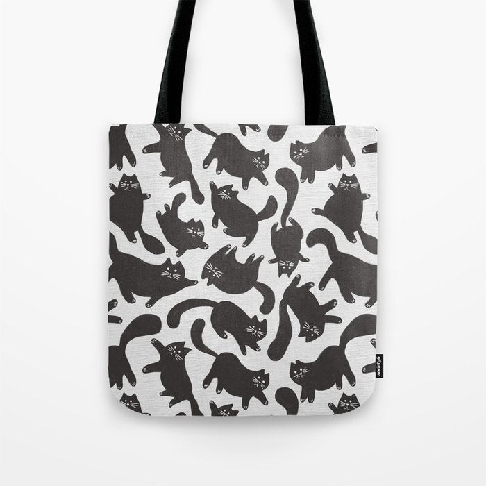Hand-Drawn Black Cats Tote Bag Gallery Image 1