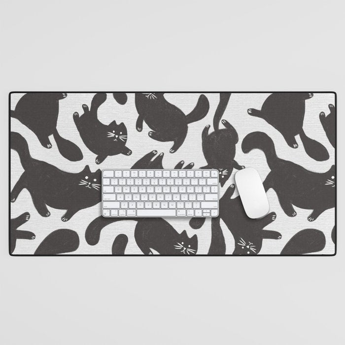 Hand-Drawn Black Cats Desk Mat Gallery Image 1