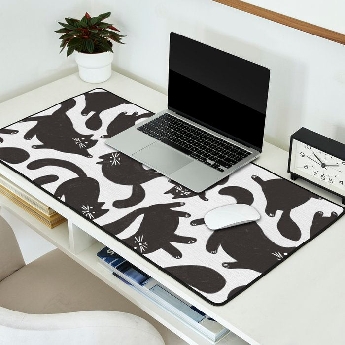 Hand-Drawn Black Cats Desk Mat Gallery Image 2