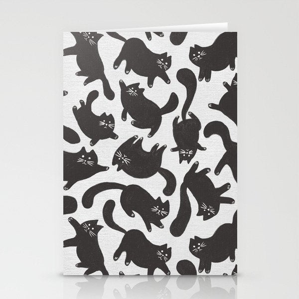 Hand-Drawn Black Cats Stationery Card Gallery Image 2