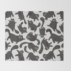 Hand-Drawn Black Cats Throw Blanket Gallery Image 2