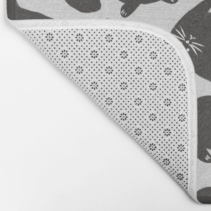 Hand-Drawn Black Cats Bath Mat Gallery Image 2