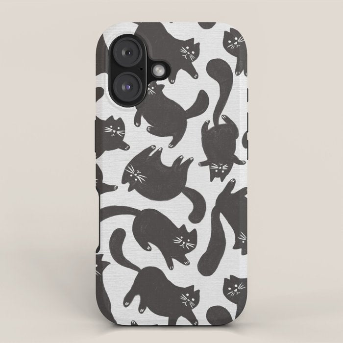 Hand-Drawn Black Cats iPhone Case Gallery Image 1