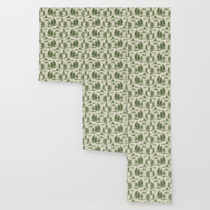 Green Alien Abduction Toile De Jouy Pattern Wallpaper Gallery Image 3