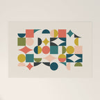 Mid Century Modern Abstract Colorful Shapes Funky Cool Minimalist Pattern Welcome Mat Gallery Image 1