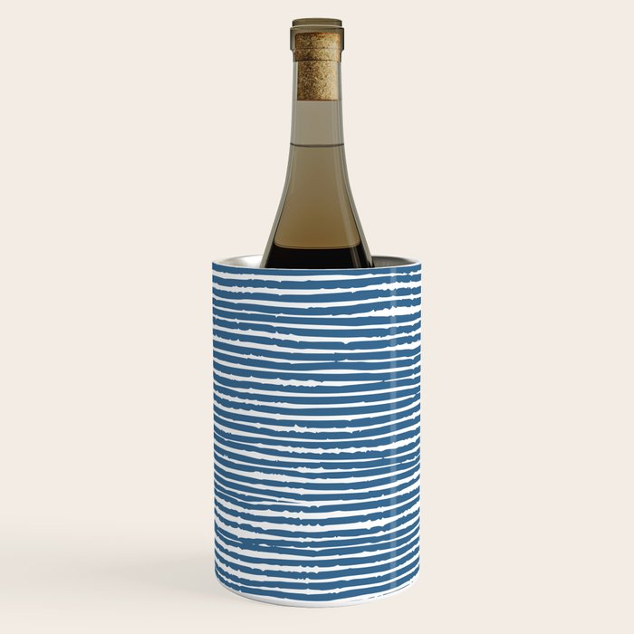 Blue Striped Abstract Pattern Wine Chiller Gallery Image 2