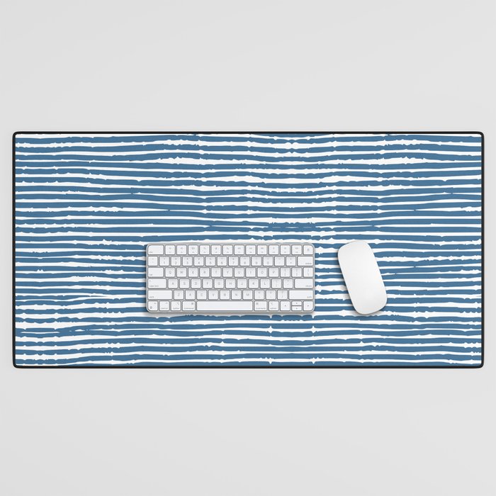 Blue Striped Abstract Pattern Desk Mat Gallery Image 1