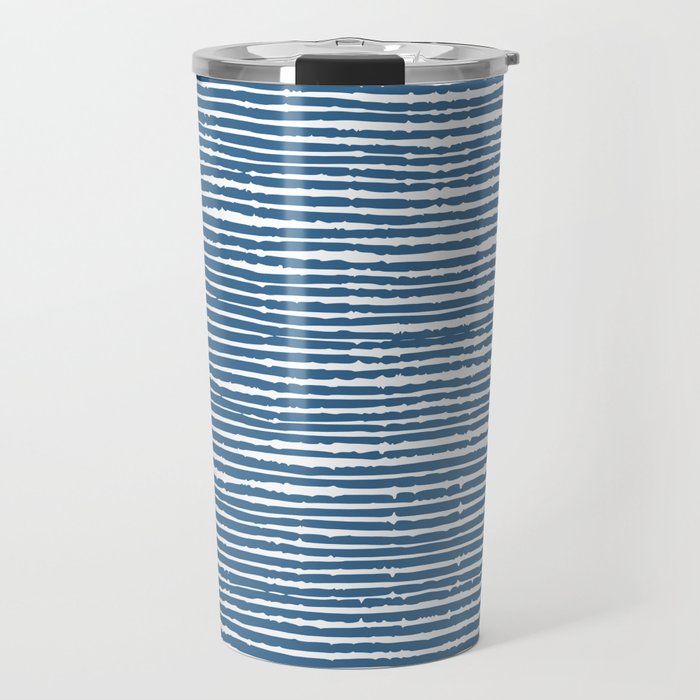 Blue Striped Abstract Pattern Travel Mug Gallery Image 1