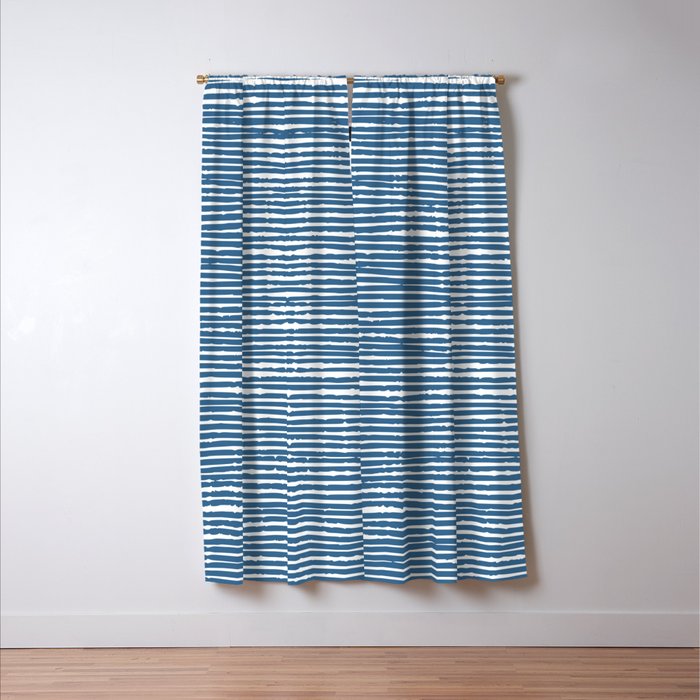 Blue Striped Abstract Pattern Window Curtain Gallery Image 3