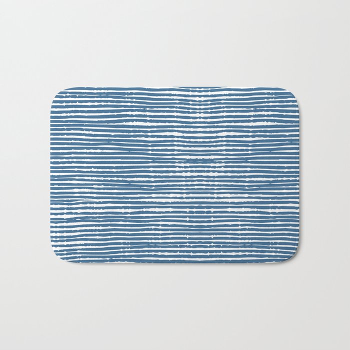 Blue Striped Abstract Pattern Bath Mat Gallery Image 1