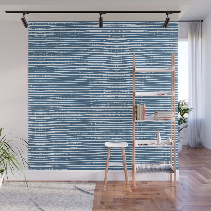 Blue Striped Abstract Pattern Wall Mural Gallery Image 1