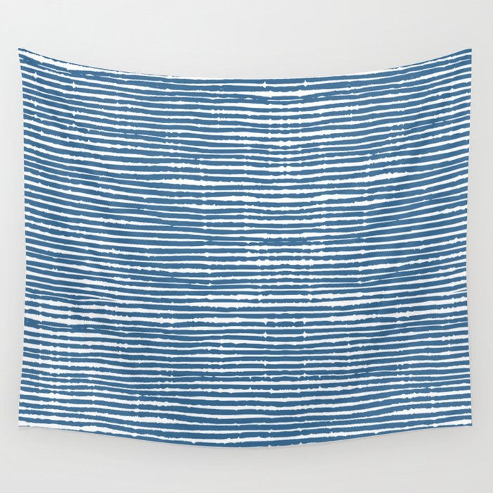 Blue Striped Abstract Pattern Wall Tapestry Gallery Image 4