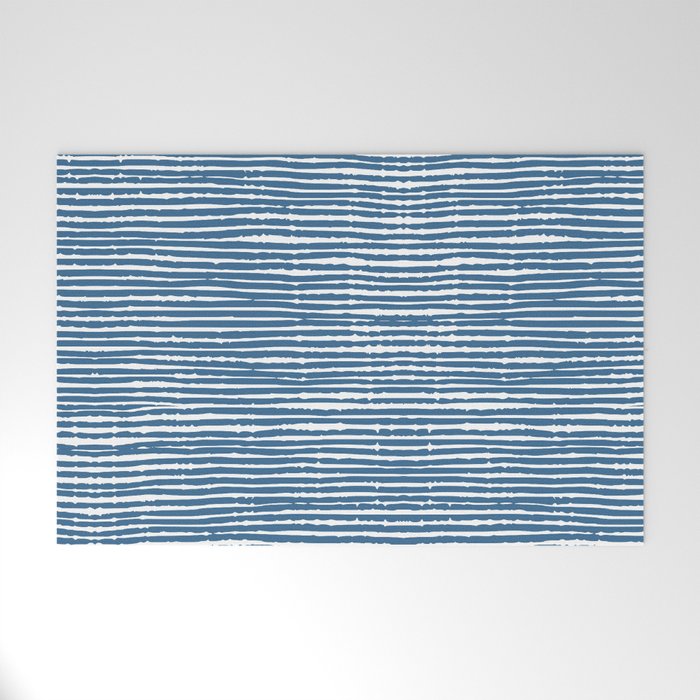 Blue Striped Abstract Pattern Welcome Mat Gallery Image 1