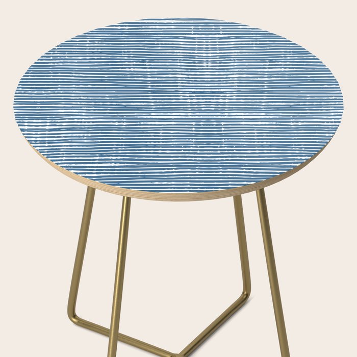 Blue Striped Abstract Pattern Side Table Gallery Image 2