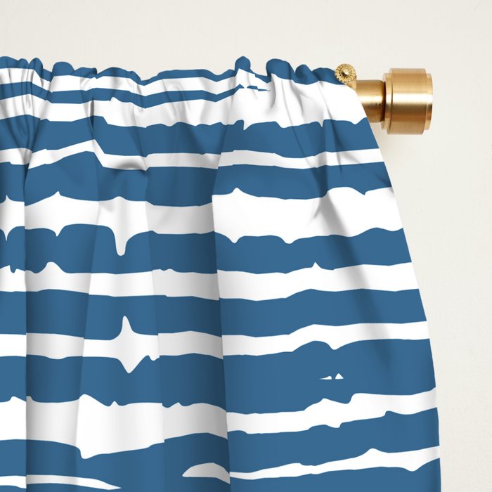 Blue Striped Abstract Pattern Window Curtain Gallery Image 2