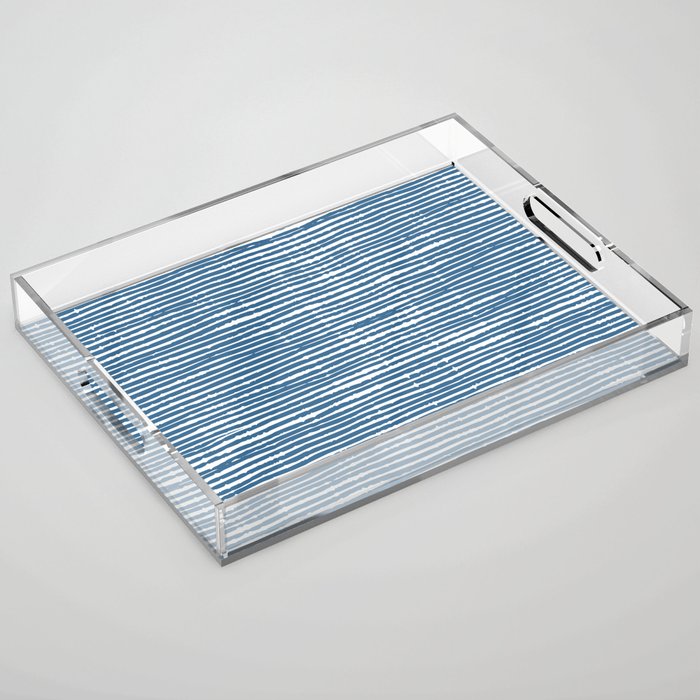 Blue Striped Abstract Pattern Acrylic Tray Gallery Image 1