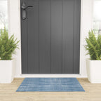 Blue Striped Abstract Pattern Welcome Mat Gallery Image 3