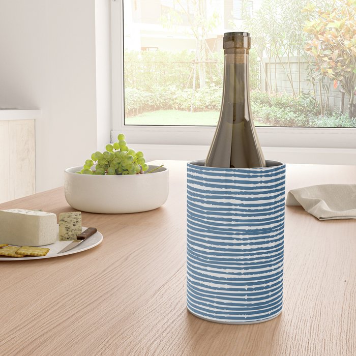 Blue Striped Abstract Pattern Wine Chiller Gallery Image 4