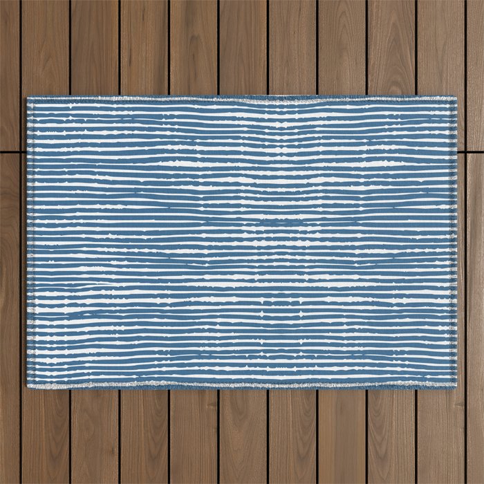 Blue Striped Abstract Pattern Outdoor Rug Gallery Image 1