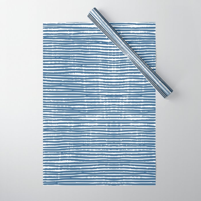 Blue Striped Abstract Pattern Wrapping Paper Gallery Image 1