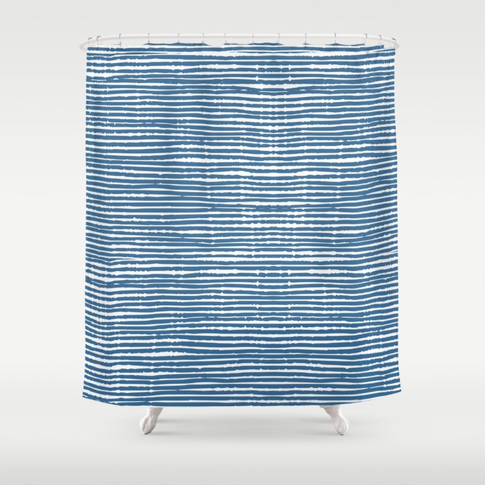 Blue Striped Abstract Pattern Shower Curtain Gallery Image 1