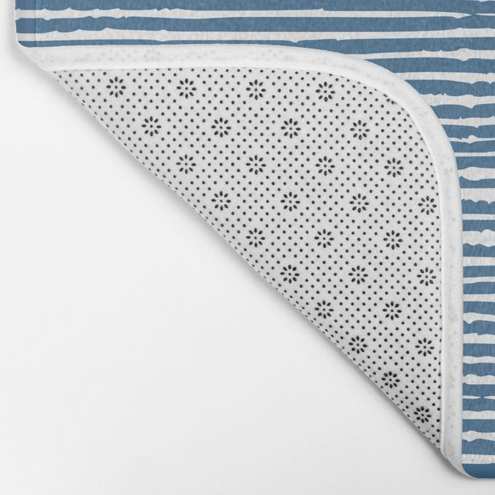 Blue Striped Abstract Pattern Bath Mat Gallery Image 2