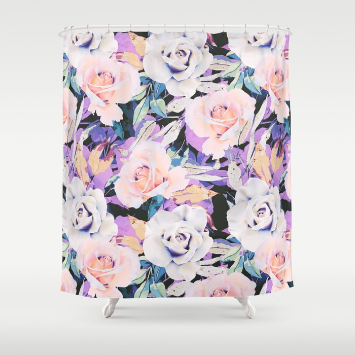 Modern Dark Vibrant Flowery D Shower Curtain Gallery Image 1
