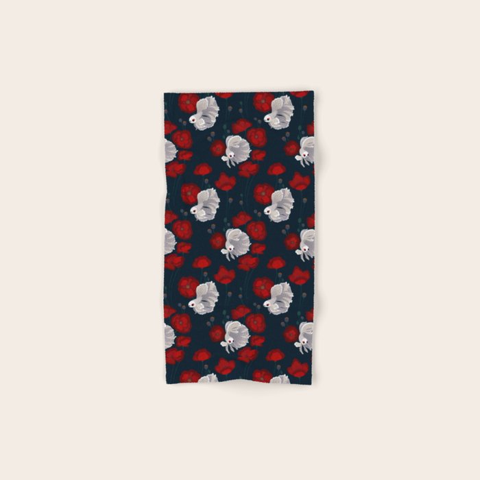 Bettas and Poppies Bath Towel Gallery Image 1