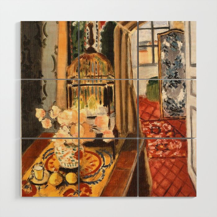Henri Matisse Interior with Flowers & Parakeets Wood Wall Art Gallery Image 1