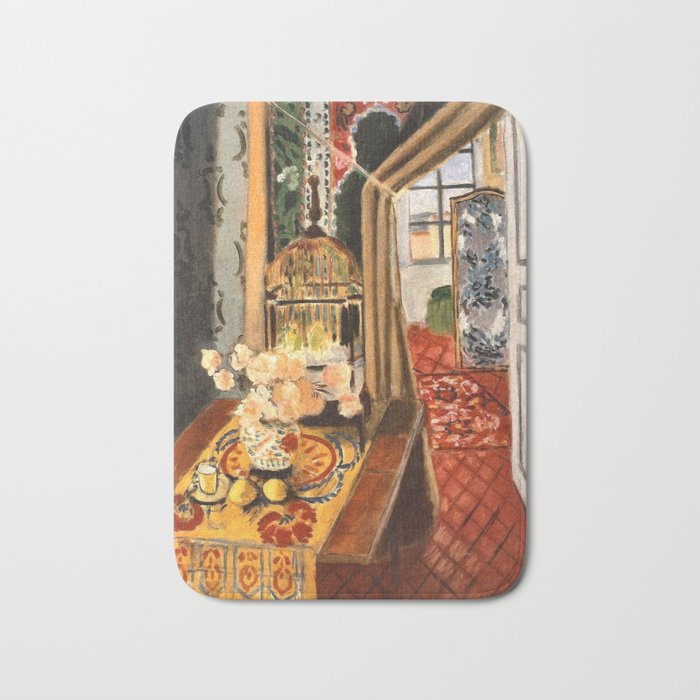 Henri Matisse Interior with Flowers & Parakeets Bath Mat Gallery Image 1