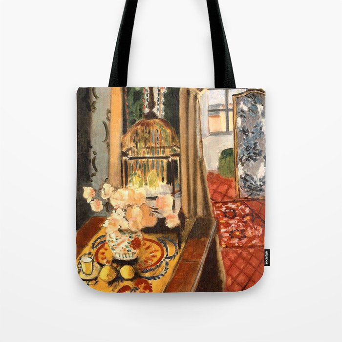 Henri Matisse Interior with Flowers & Parakeets Tote Bag Gallery Image 1