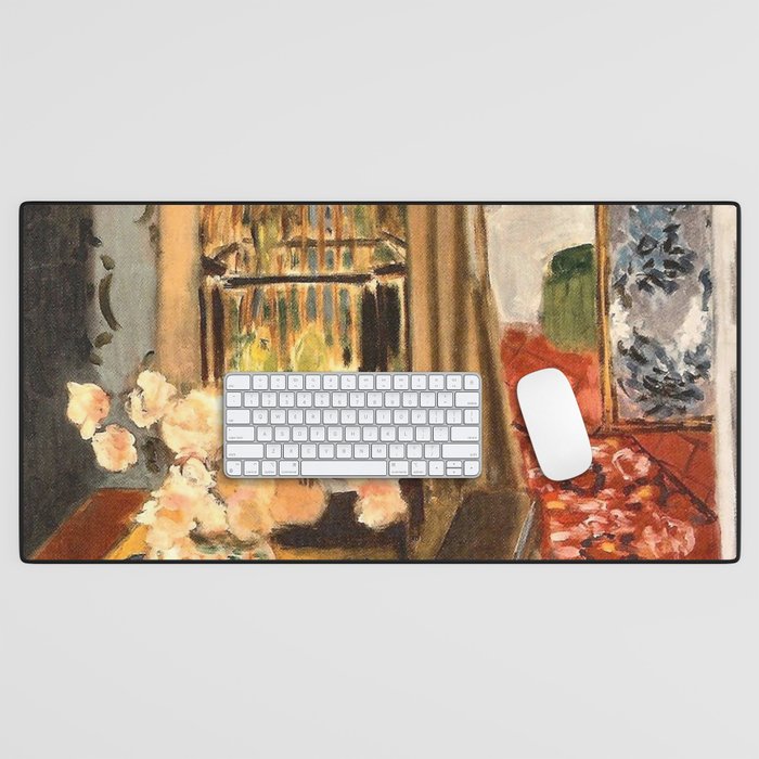 Henri Matisse Interior with Flowers & Parakeets Desk Mat Gallery Image 1