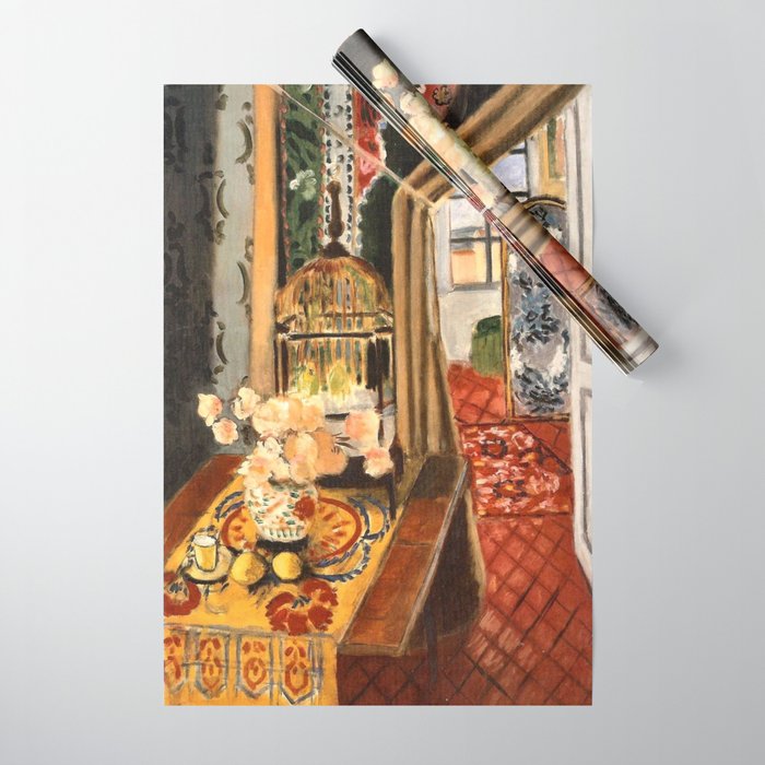 Henri Matisse Interior with Flowers & Parakeets Wrapping Paper Gallery Image 1