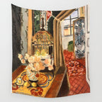Henri Matisse Interior with Flowers & Parakeets Wall Tapestry Gallery Image 4