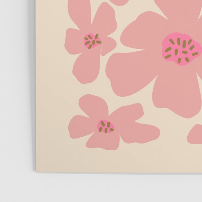 Retro Daisy - Pink and Cream Poster Gallery Image 3