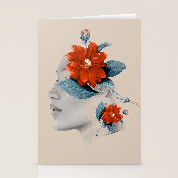 Minimal Collage Floral Portrait Stationery Card Gallery Image 1